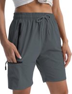 Women's Hiking Cargo Shorts Travel Athletic Golf Quick Dry Lightweight Summer Shorts for Women with Zipper Pockets