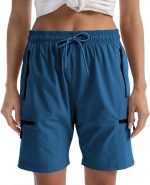 Women's Hiking Cargo Shorts Travel Athletic Golf Quick Dry Lightweight Summer Shorts for Women with Zipper Pockets - Image 2