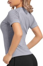 Women's Short Sleeve Compression Shirts Athletic T-Shirts Workout Tops for Gym Yoga Running - Image 2